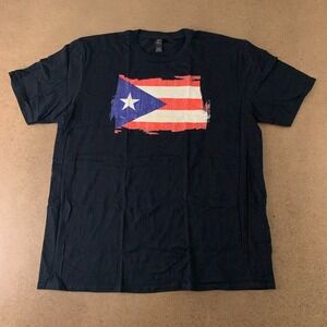 Anvil Men's Size XL Black Puerto Rico State Flag Distressed Graphic T-Shirt New